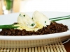 Linsen mit Senfsauce und kalten Nockerln