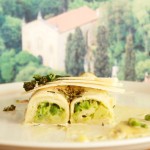 Cannelloni mit pürierten Oregano-Erbsen