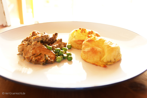 Pilzragout mit Thymian-Spritzkartoffeln aus dem Backofen