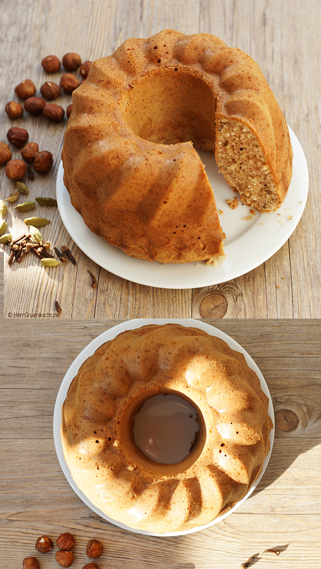 Ein einfacher und aromatischer Nusskuchen. Mit einem Hauch Kardamom, Zimt und Nelke. Von Herr Grün kocht