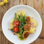 Kartoffel-Strauchbohnensalat mit selbst zubereiteten Falafel