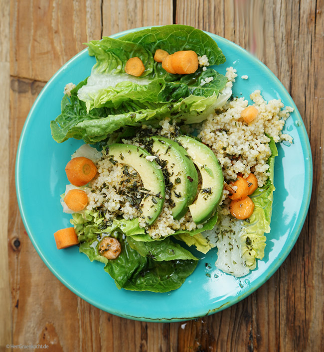 Romana-Salat mit Möhren und Avocado | Herr Grün Kocht