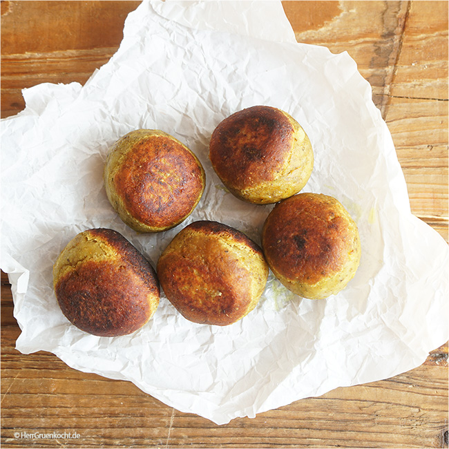 Lentil Banana Balls with Spicy Peanut Pepper Sauce and Rice