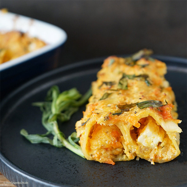 Vegetarische Cannelloni mit Ofengemüse und Estragon