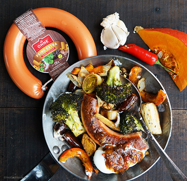 Orientalisches Ofengemüse mit Pesto Marrakesch und vegetarischem Extra Kranzl von die OHNE