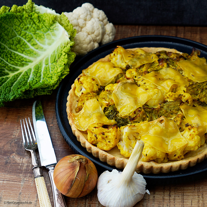 Orientalische Tarte überbacken mit die OHNE veganen Almscheiben