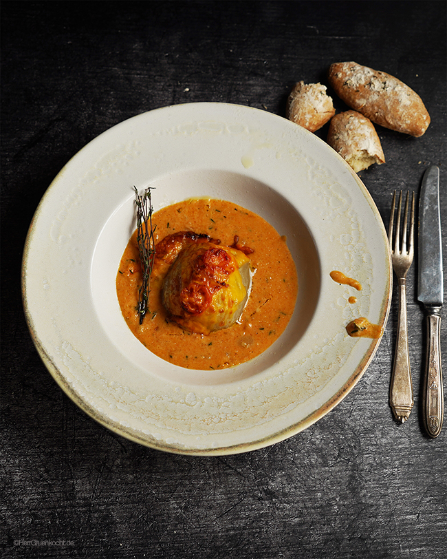 Gedämpfter Fenchel überbacken – auf einer Paprika-Orangen-Sauce mit Thymian - von Herrn Grün