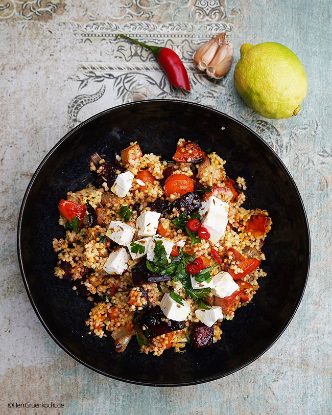 Hirse mit orientalischem Ofengemüse und Feta - von Herr Grün kocht